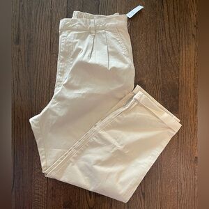 High rise pleated khakis with washwell